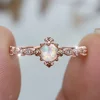 Charm Female Opal Stone Round Ring Rose Gold Color Cute Gift Wedding Jewelry For Women