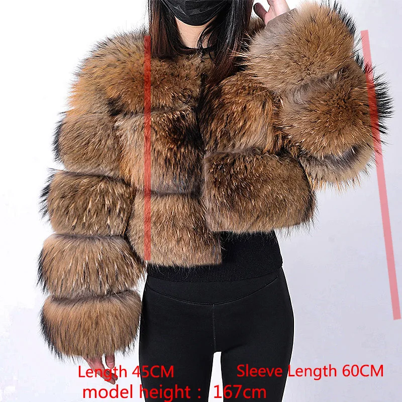 MAOMAOKONG Super Hot Winter Women Luxury Thick Real Raccoon Fur Coat 100% Natural Fox Fur Jacket Plus Size Jackets Female Vest