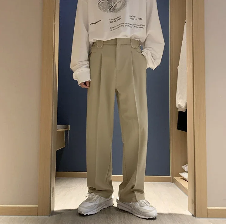 Description Picture 6 of itemFluid Khaki Trousers for Men Draped Wide Leg Man Suits Pants Formal High Quality Work Wear Tailoring Slacks Thin Casual Fashion