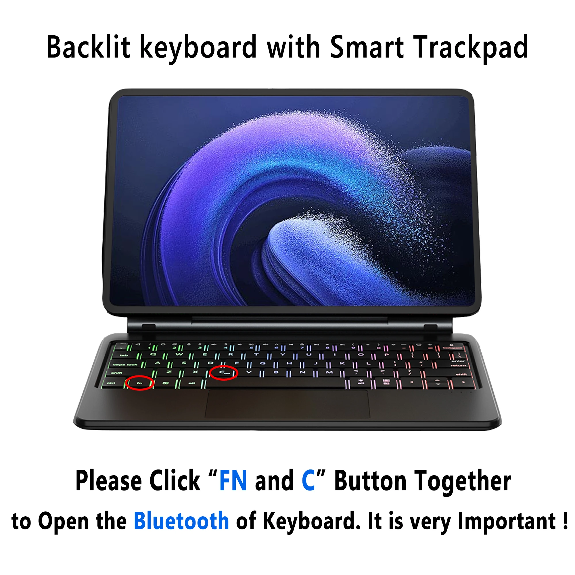 Фото Волшебная клавиатура для Xiaomi Pad 6 Pro 11 2023 Mipad 6 Mipad6 русский корейский испанский AZERT немецкий иврит арабский волшебный чехол с клавиатурой №2