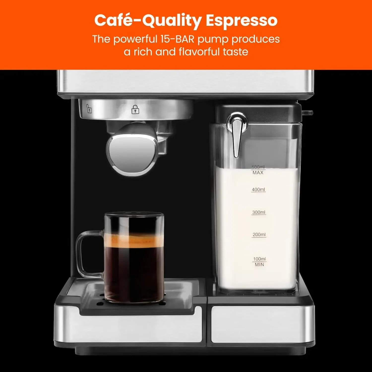 NEW 6-in-1 Espresso Machine with Built-In Milk Frother, 15-BAR Pump, Digital Display, One-Touch Single or Double Shot 3