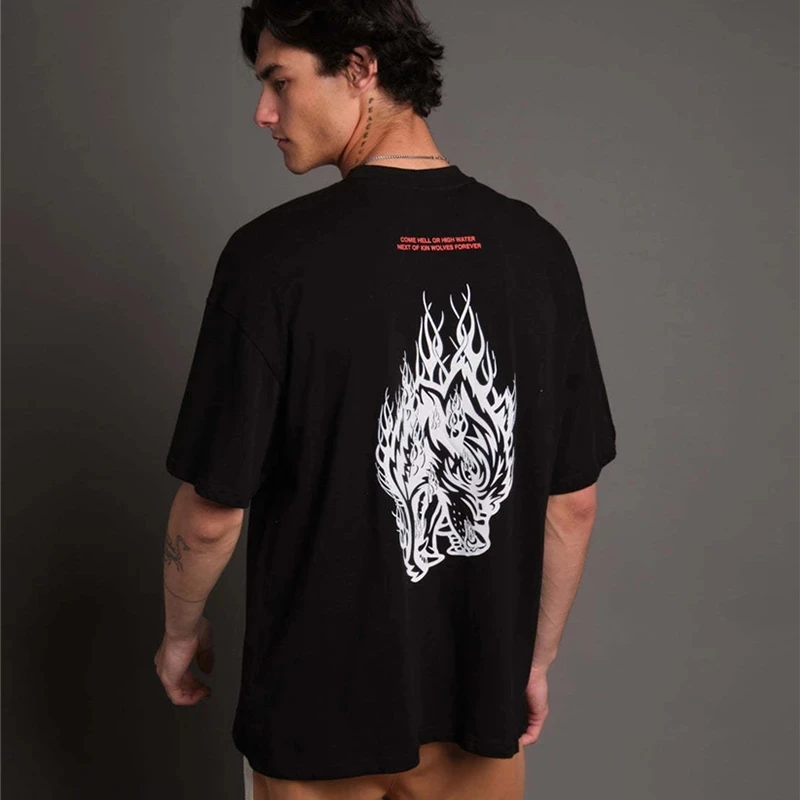 

Hip Hop Oversize M-3XL Men Loose Fitness T Shirt Fashion Gym Running T-shirts Summer Gym Short Sleeve Cotton Casual Tees Tops