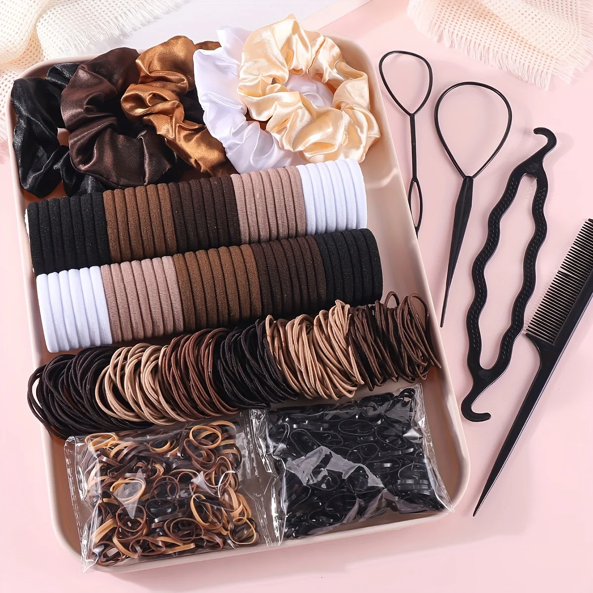 1109pcs Women Dark Hair Accessories Set Elastic Seamless Ponytail Scrunchies Small Rubber Bands Fashion Hair Ties Headbands 1109pcs Women Dark Hair Accessories Set Elastic Seamless Ponytail Scrunchies Small Rubber Bands Fashion Hair Ties Headbands