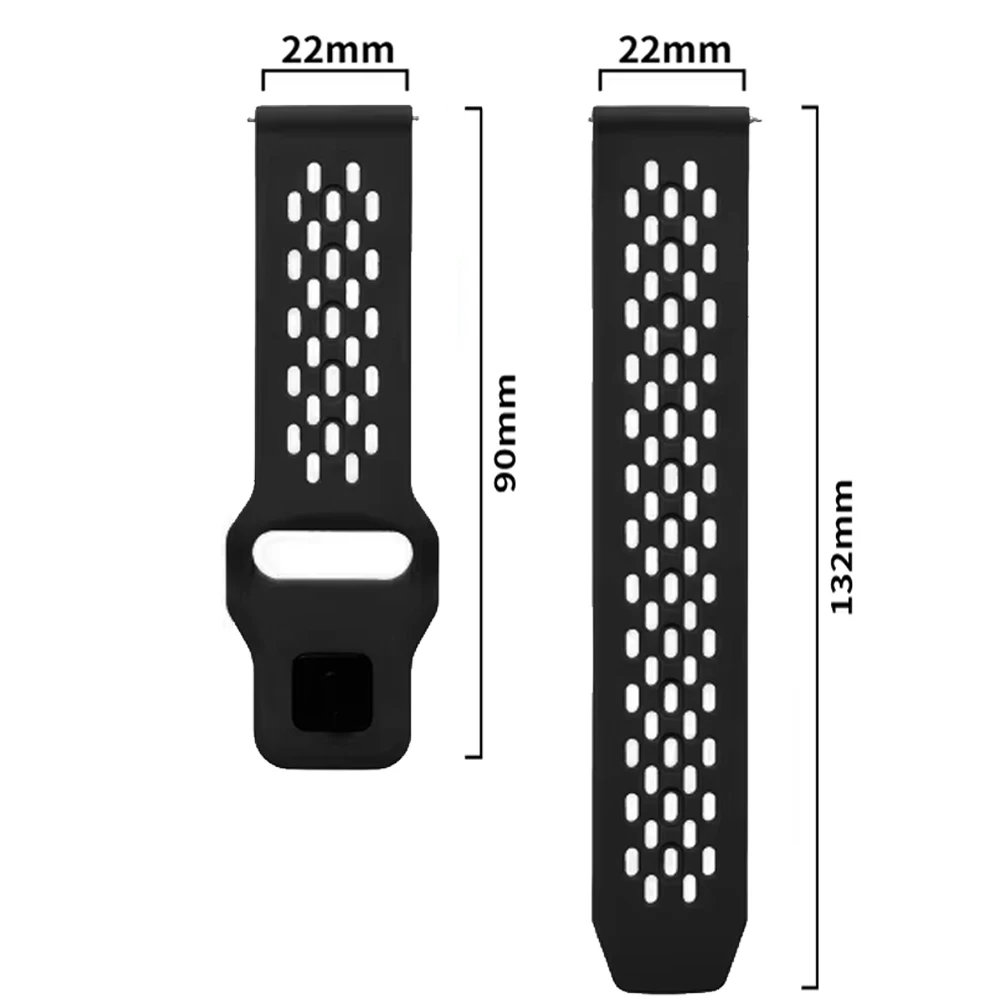 Breathable Silicone Sport Watch Band - 22mm Watch Strap