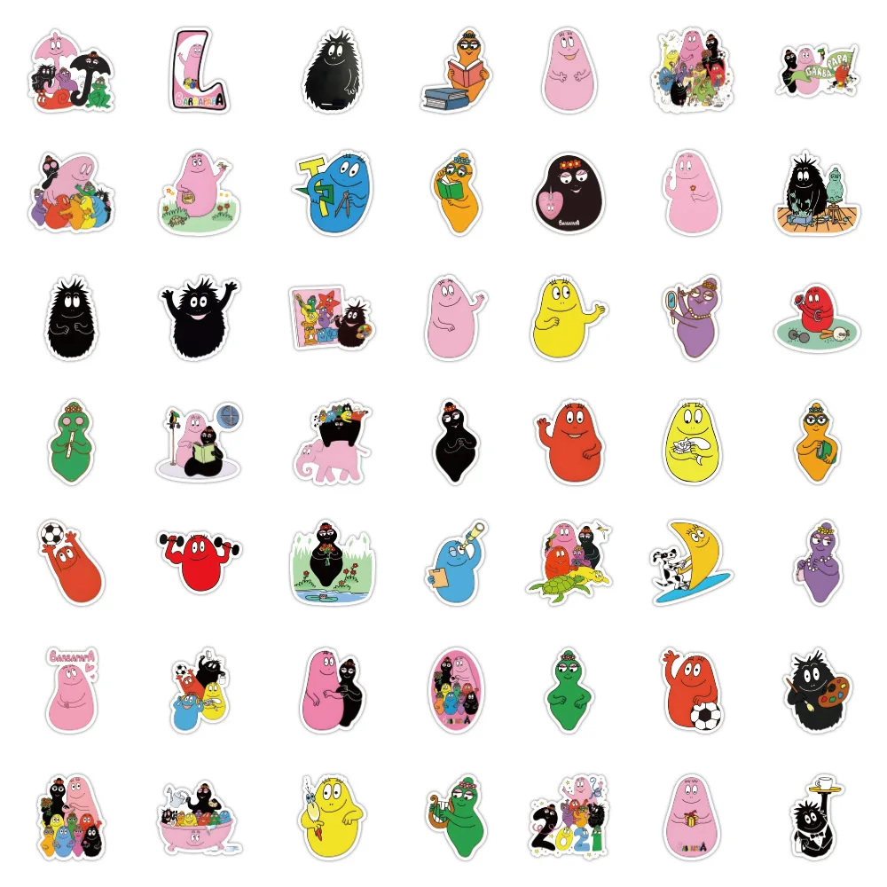 Cartoon Les Barbapapa Sticker DIY Decoration PVC Waterproof Skateboard Notebook Graffiti Toy 10/30/52PCS cartoon stickers graffiti stickers