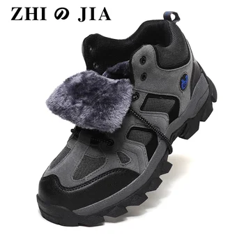 Leather Men Boots Winter with Fur Super Warm Snow Boots Men Winter Work Casual Shoes Sneakers High Top Rubber Ankle Boots Female