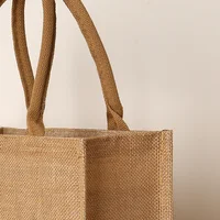 Women's jute tote bag large capacity shopping bag travel storage bag open mouth men's handbag 4