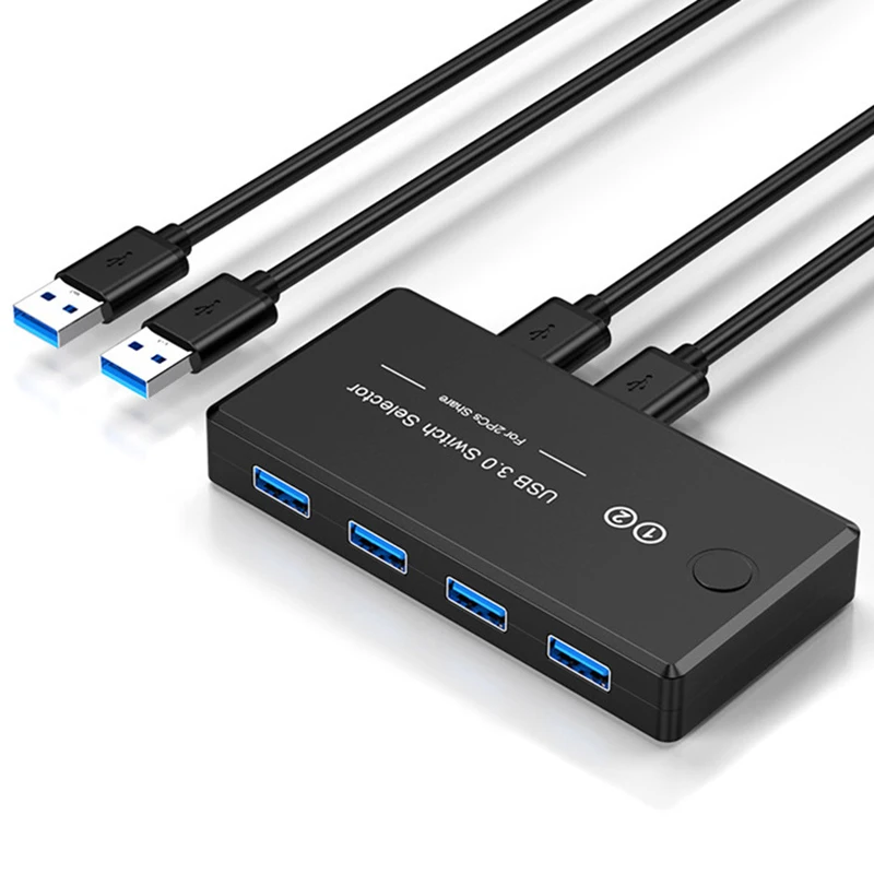 USB 4x2 One-Button Switch Selector for Sharing Multiple USB Devices