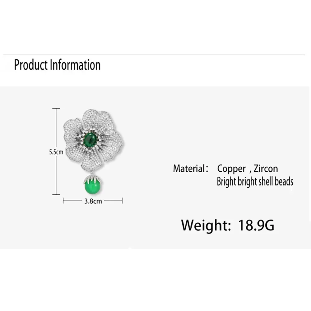 Women Jewelry Crystal Flower Luxury Brooches Elegant Large Full Badges Lady Casual Party Banquet Boutique Accessories Corsage