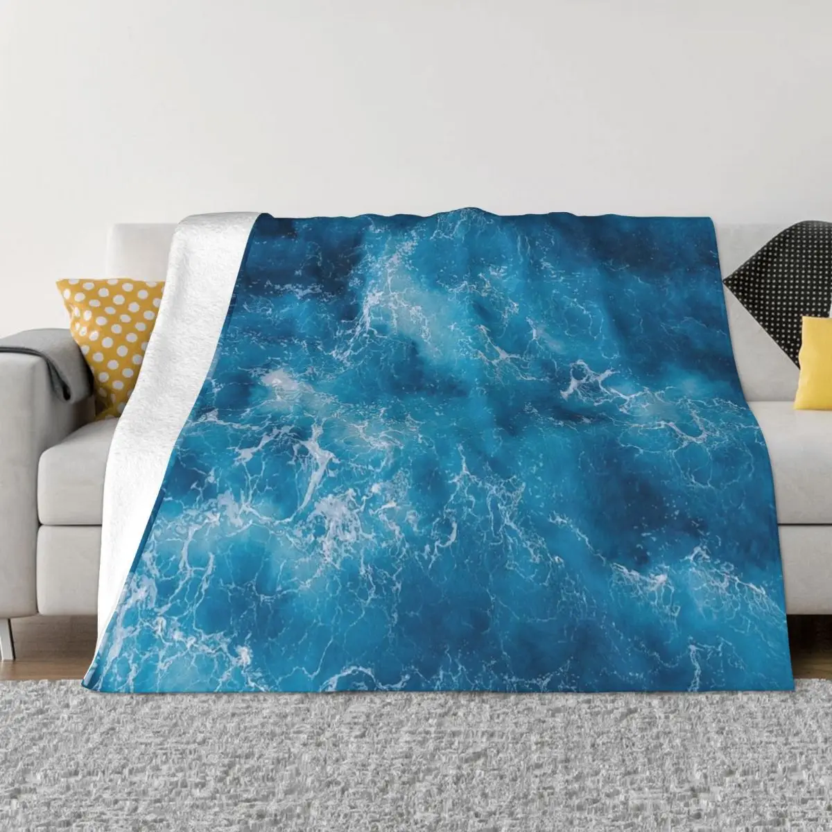 

Blue Ocean Waves Throw Blanket Hairy Blanket Luxury Blanket