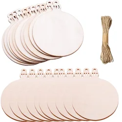 Ensemble de 30 décorations de Noël en bois avec corde en chanvre pour décorations festives DIY