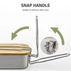 304 Stainless Steel 2 in 1 Outdoor Cooking Lunch Box Portable Bamboo Lid Hiking Camping Bento Box Picnic Food Storage Container 3