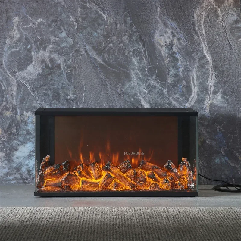 Three-sided Fire-viewing Fireplace Core Simulation Flame Decorative Fireplace Embedded Home living room TV stand background wall