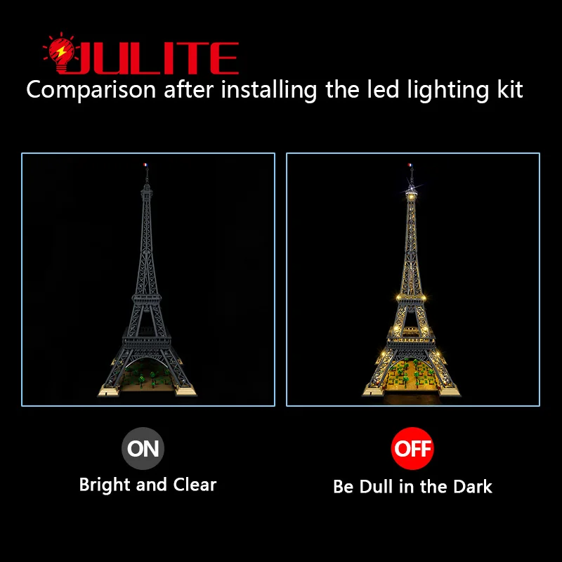 크리에이터 엑스퍼트 10307 에펠 타워 빌딩용 LED 조명 키트, DIY 장난감 세트, 램프 + 배터리 박스 만 포함, 빌딩 블록 미포함