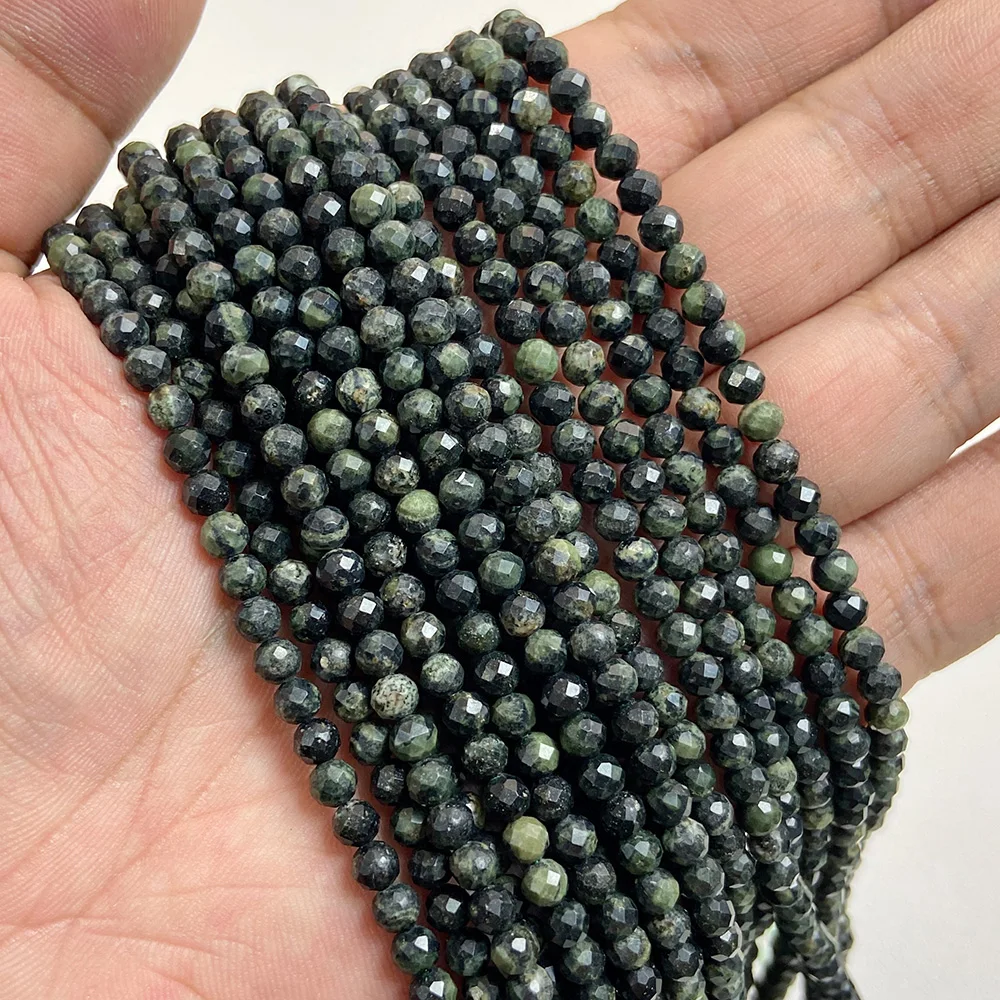 Small Green Natural Stone Faceted Beads