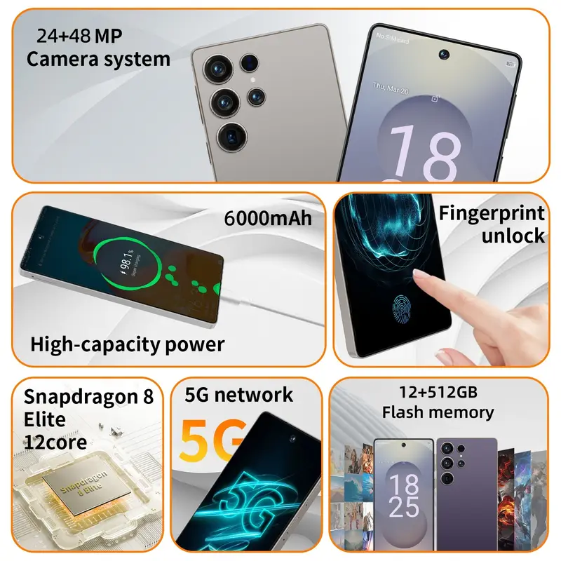 2026 NEW S25 Pro Smartphone Ultra intelligent 4G 5G dual card dual standby Android system 12GB+512GB global version 6000mAh - Image 2