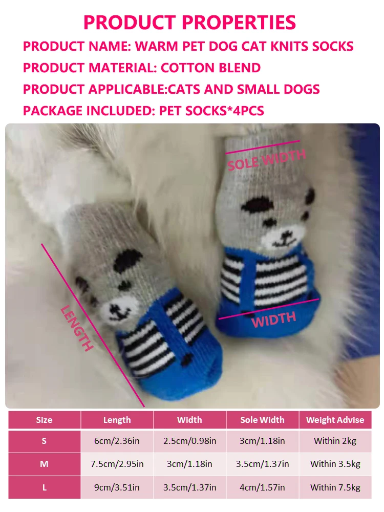 PET ACCESSOIRE,Bleu-S--Chaussettes de noël à carreaux antidérapantes pour  chiot, 4 pièces, mignonnes, chaudes, en tricot, pour anima - Cdiscount