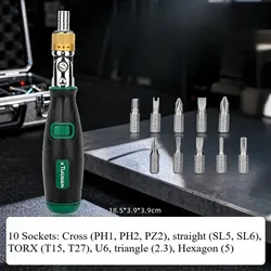 Multi - Angle Ergonomic Ratchet Screwdriver - 10 - in - 1 Portable Hand Tool (A)