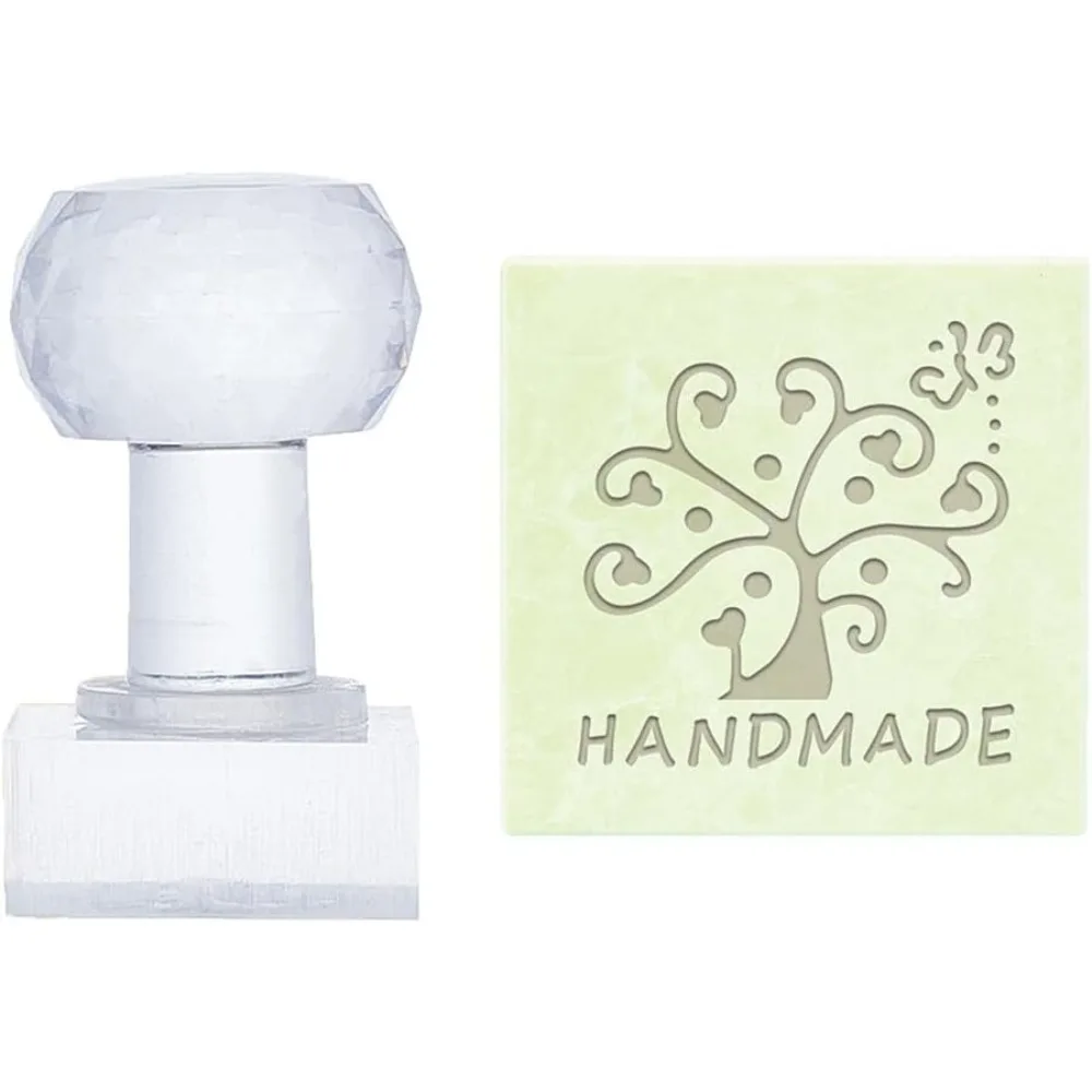 Handmade Soap Stamp Flower Acrylic Stamp with Handle Tree Soap Embossing Chapter Imprint for Handmade