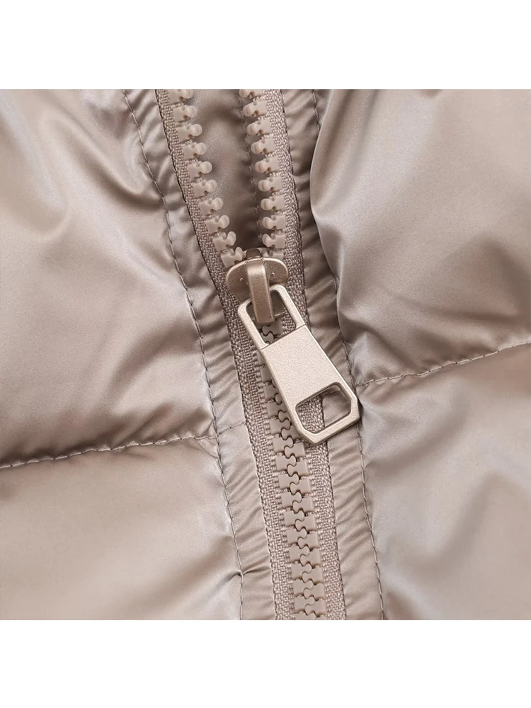 New Casual Puffy Cotton Coats For Women Stand Collar Zipper Up Long Sleeve Warm Streetwear 2025 Winter Female Chic Jacket