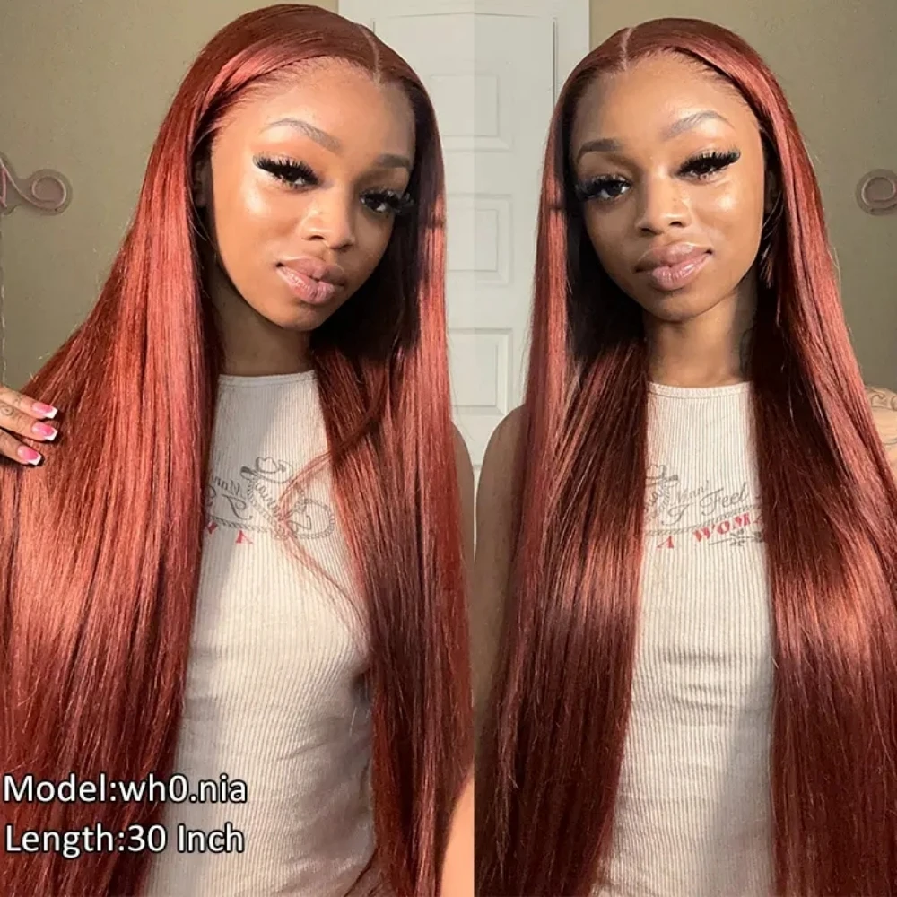 Reddish Brown Straight 13x6 Hd Lace Frontal Human Hair Wig Pre Plucked 13x4 Lace Frontal Wig Brazilian Human Hair Wigs For Women 2