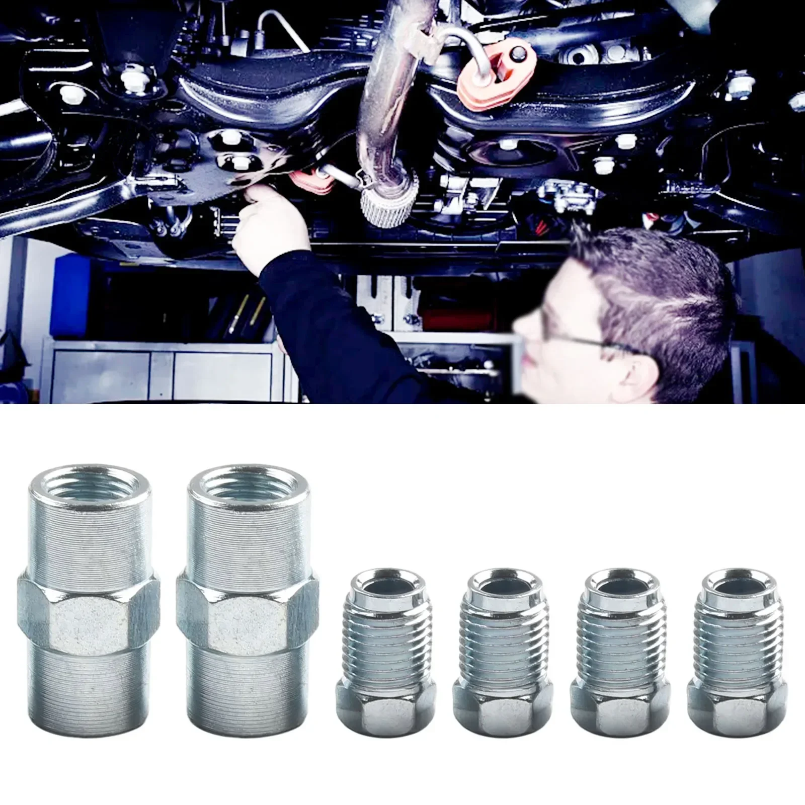 Brake Pipe 6PCS M10mm X1mm 2 Way Female Connector 4 M10 10mm Male Nuts 3 / 16 " Union Aging Resistance Material