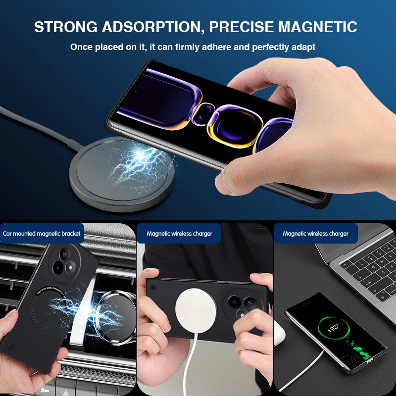 Frameless Magnetic Armor Phone Case - Hard PC, Thin Candy Back Cover, High Quality