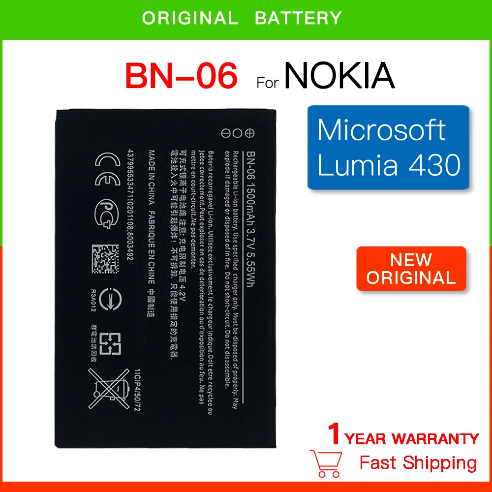 

Original 1500mAh BN-06 Battery For Nokia Microsoft Lumia 430 Lumia430 BN 06 Phone New High quality battery+Tracking number