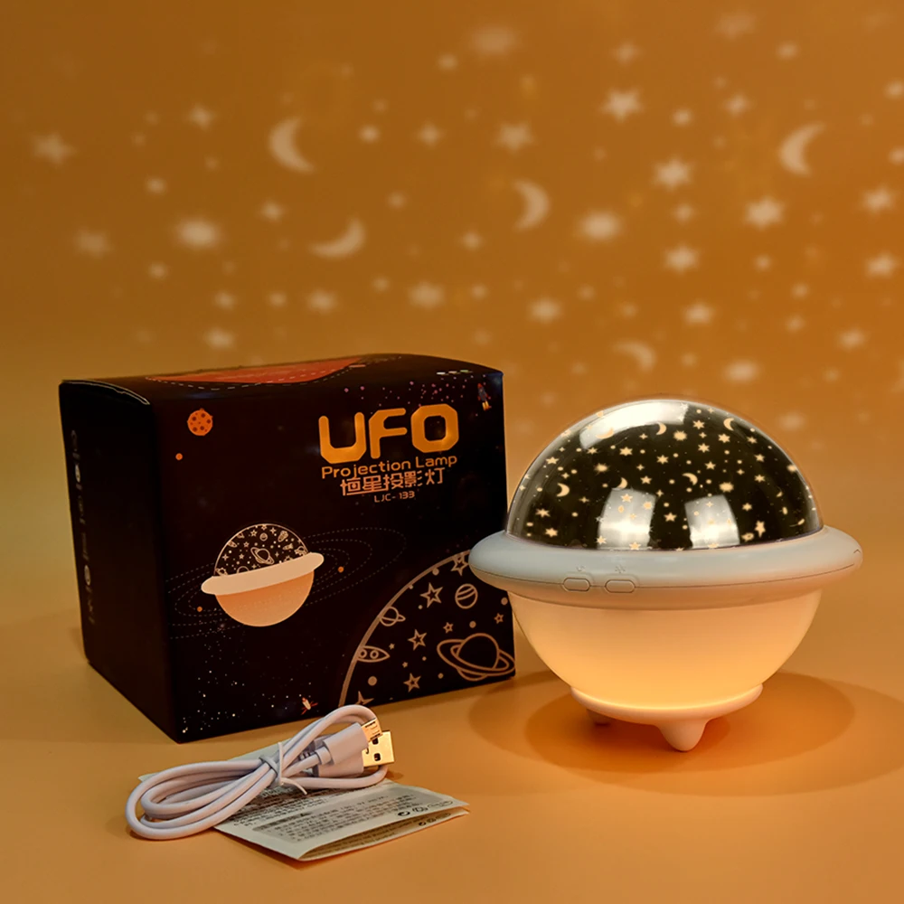 

UFO Projector Lamp Ocean Starry Sky Universe Projection Desk Lamp Bedroom Decor 2 Colors LED Night Light for Children Baby Gift