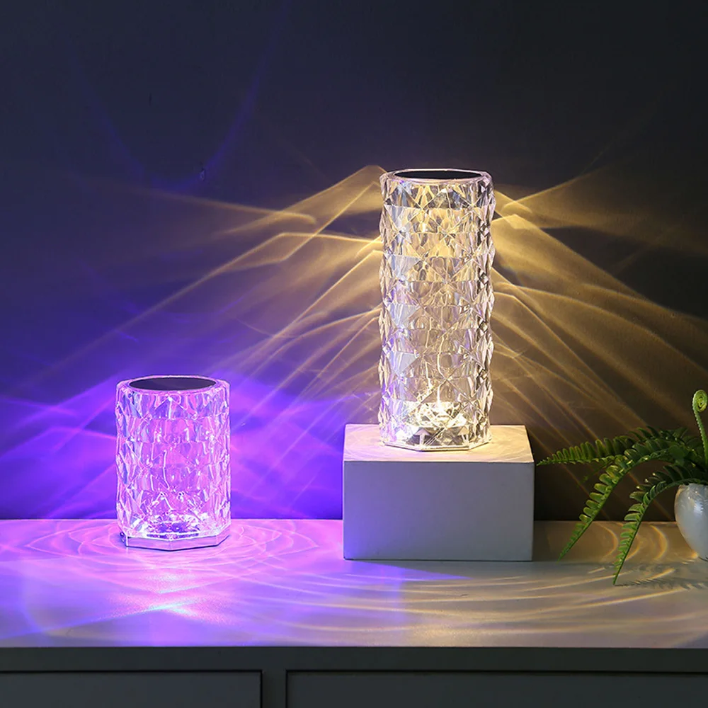 RGB light table lamp light luxury creative bedroom bedside atmosphere night light ins girl decoration crystal table lamps