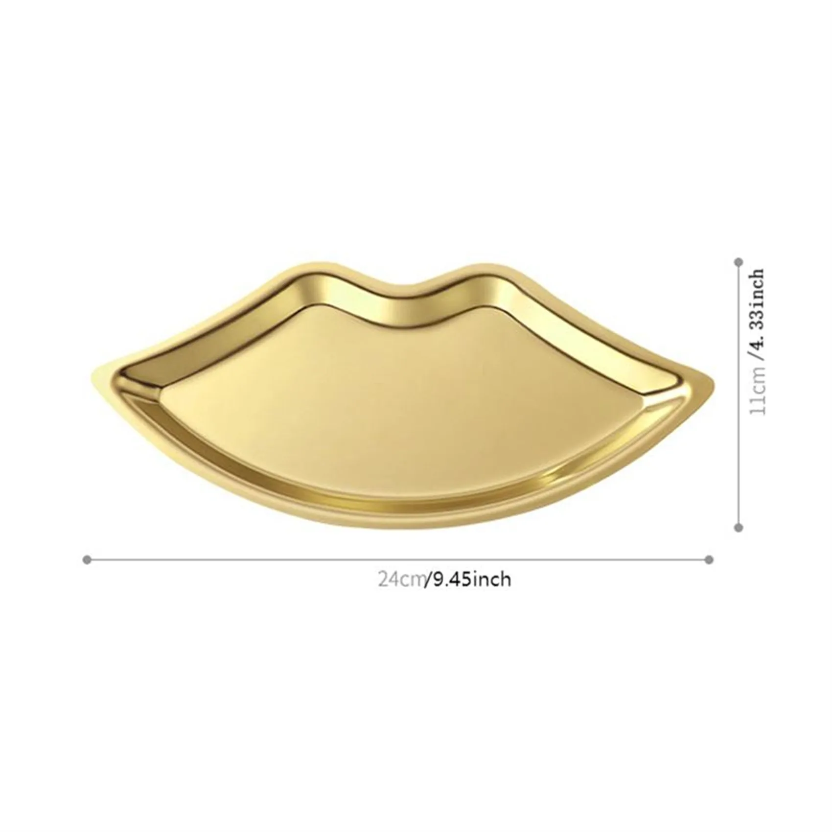 Korean Style Ins Style Stainless Steel Lip Shaped Jewelry Tray Home Cosmetics Metal Tray Female Jewelry Storage Tray Decorative