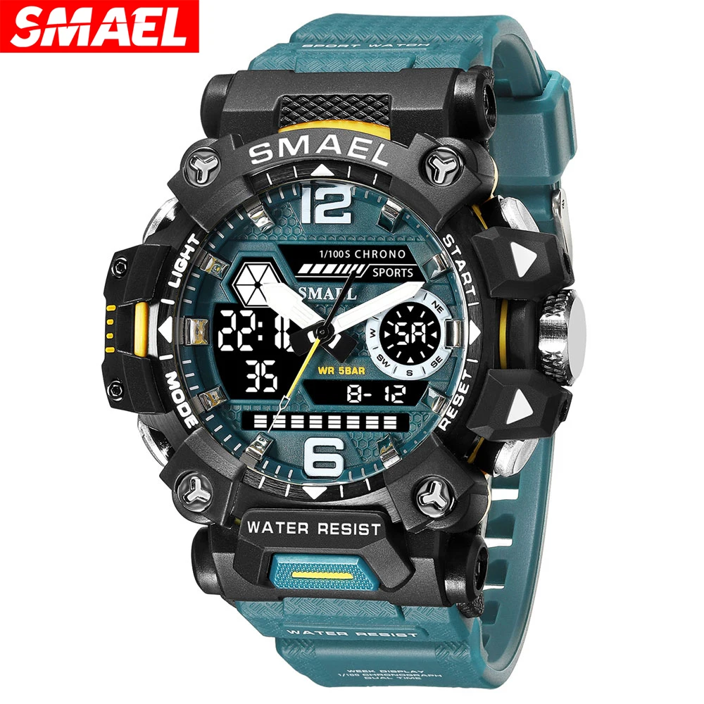 SMAELDualDisplayMenWatchesWaterproofSportsWatchMilitaryMan