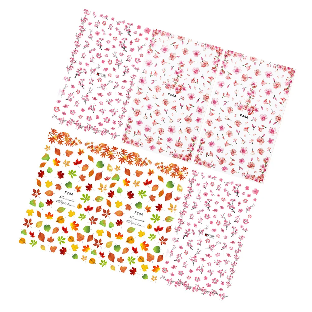 

9 Sheets Fleshy Peach Blossom Flower Pattern Environmental Nail Manicure Sticker Nail Art Sticker Tip Decal Manicure Decoration