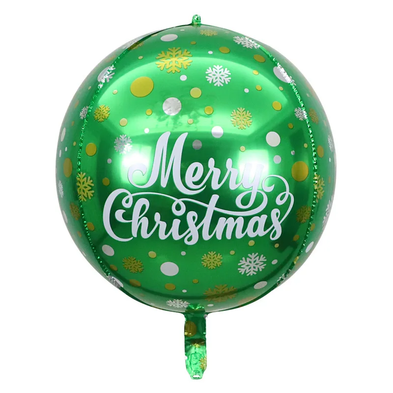 thumbnail image 1 of Globo de película de aluminio de 22 pulgadas, bola 4D, bola verde con estampado de letras de Papá Noel, bola decorativa para fiesta, juguete para niños, 1 of 4