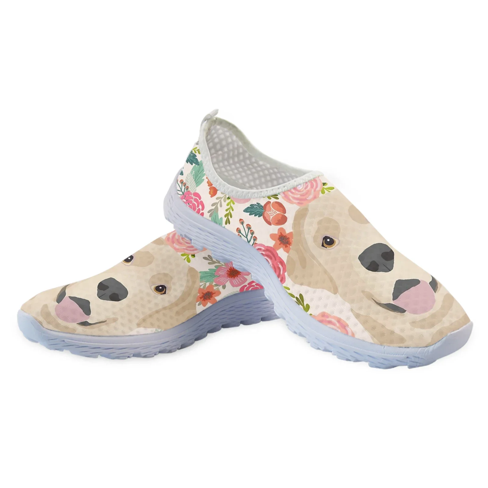 Cute Cartoon Golden Retriever Design Brand Loafers Comfortable Flat Summer Breathable Mesh Shoes Slip On Sneakers