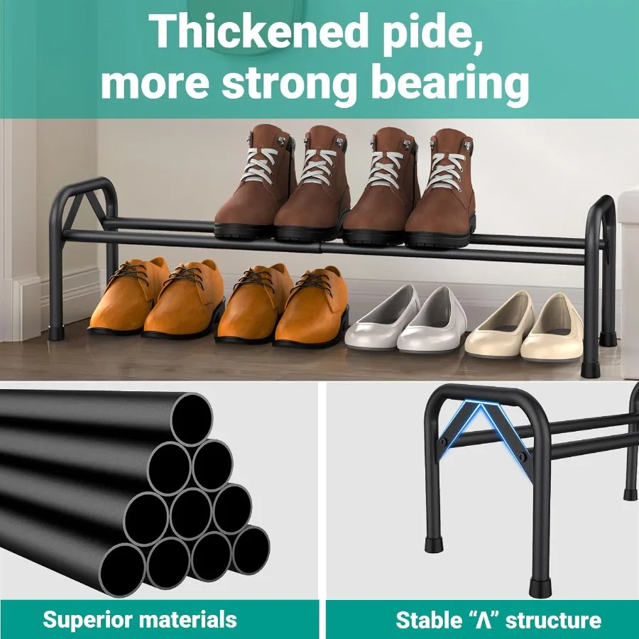 Sturdy Shoe Rack for Closet Metal Shoe Shelf for Entryway Free Standing Shoe Holders Space Saving Shoe Rack