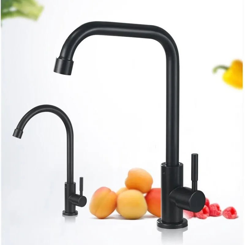 Durable Simple Kitchen Faucet Basin Sink Tap Single Cold Black Rotation Sink Faucet Excellent Quality