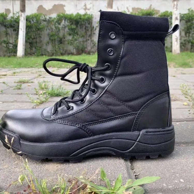 Botas cuero negro para senderismo, botas militares baratas