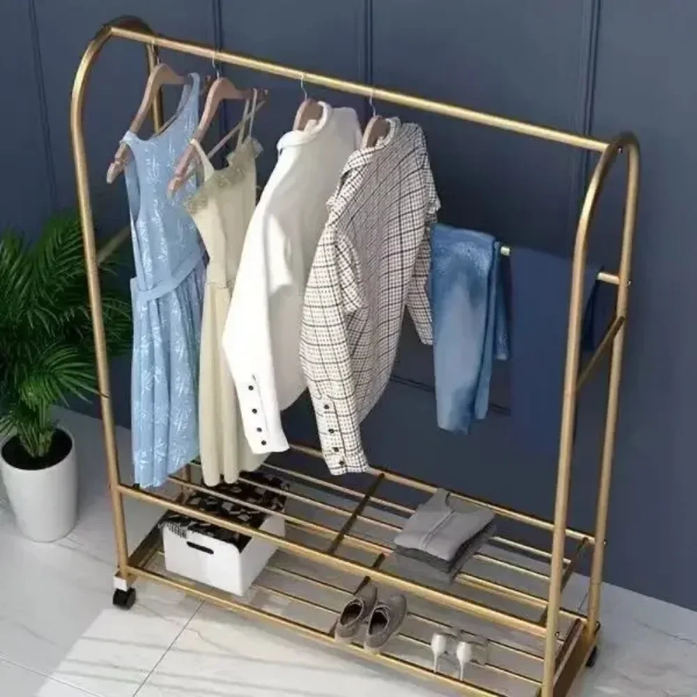 Floor-to-Ceiling Hanging Coat Rack, Simple Clothes Drying Net, Red, Single Pole, Light, Luxury, Home, Balcony