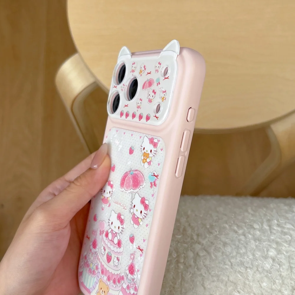 Elegant Ruijian Strawberry Cake Pink KT Shockproof Phone Case