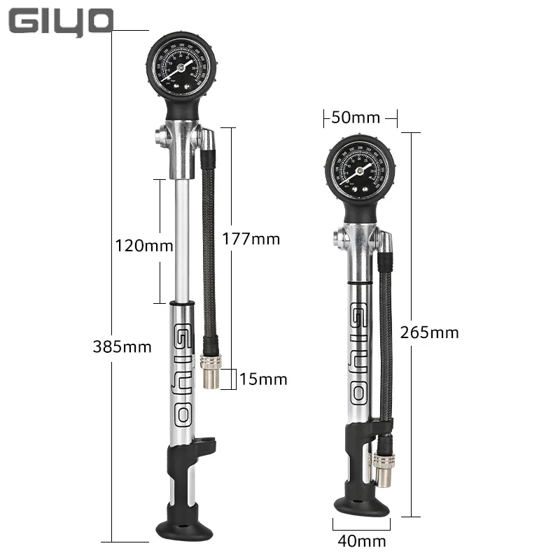 GIYO 600psi High-pressure Bike Air Turbo Shock Pump With Gauge For