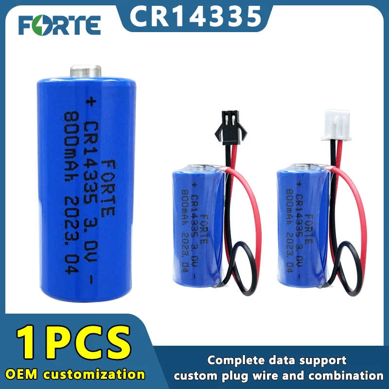

1Pcs Forte CR14335 2/3AA 3V Li-MonO2 Lithium Battery PCL Dry Primary Cell 800mah Gas Meter Replace For TL-4955 Customizable Plug