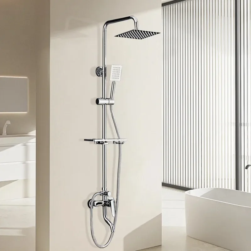 

Black/Chrome Plating Bathroom Shower Set Household Copper Faucet Wall-mounted Bathtub Rain