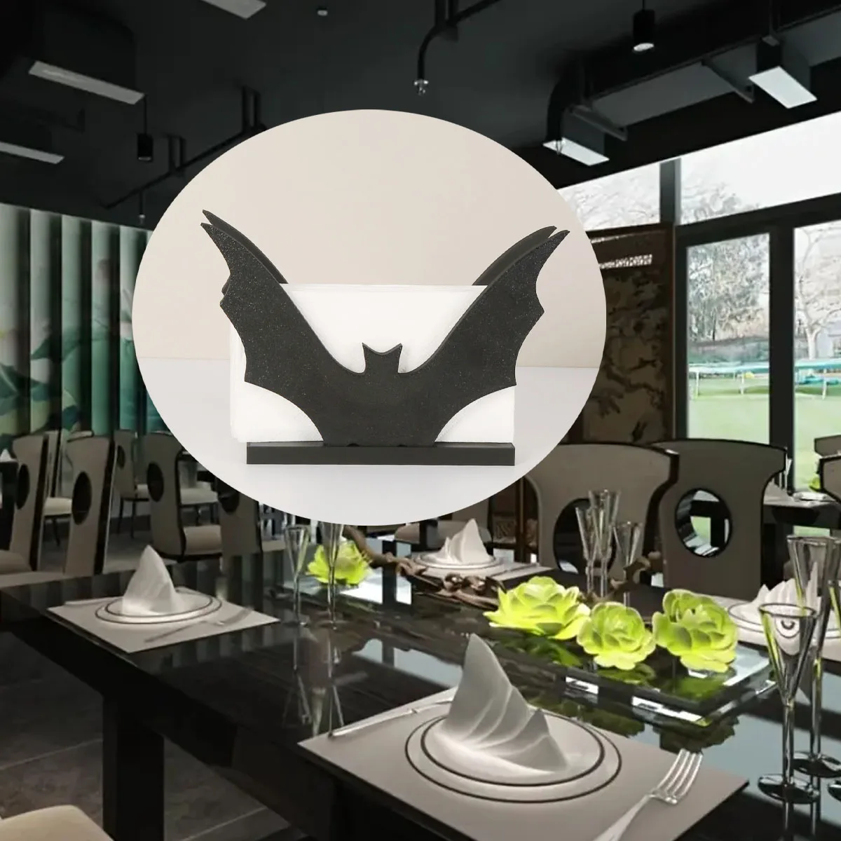 1PC black bat tissue holder, creative design, home and office decoration crafts, essential choice for holiday gifts 2