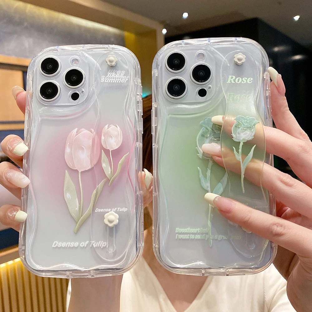 Floral Wrist Strap Phone Holder Case