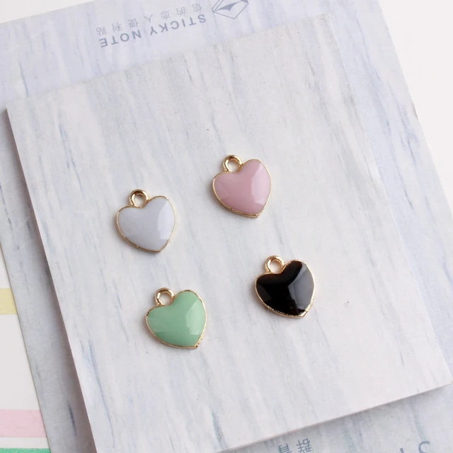 20pcs 12*10mm Alloy Enamel Heart Charms for Necklaces Pendants Earrings DIY  Colorful Mini Charms Handmade Jewelry Finding Making