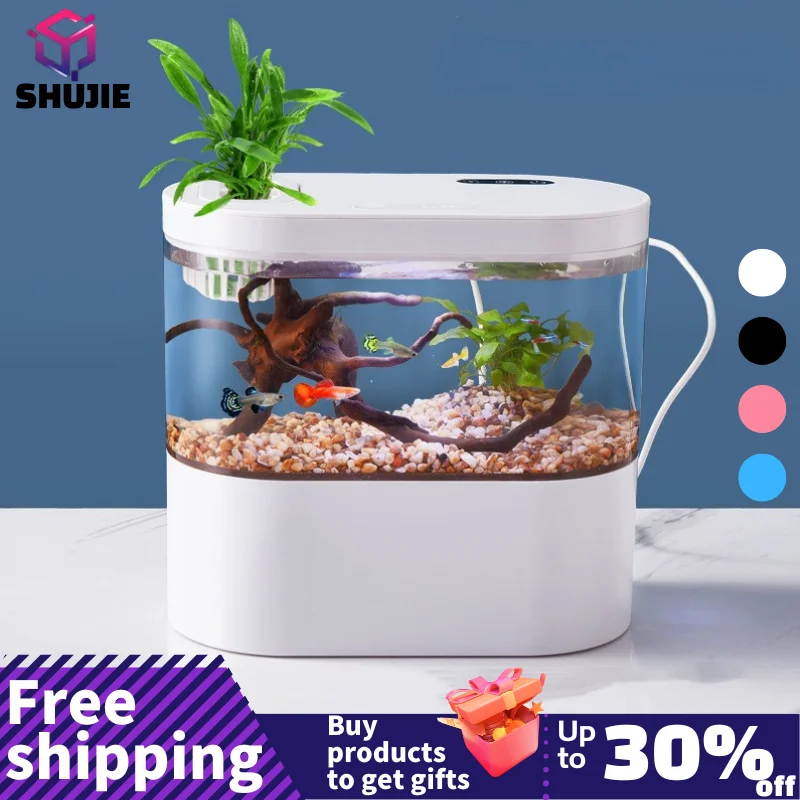Desktop Creative Mini Aquarium Fish Tank with Biochemical Filtration System and LED Light Betta Fish Ecological Water Cycle fish aquarium