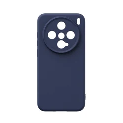 Shockproof Soft Liquid Silicone Phone Case with Slim Skin and Precise Camera Protection for Vivo X200 Pro mini (Dark Blue)
