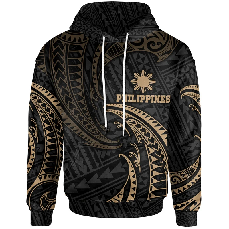 

3D Philippines Filipinos Polynesian Tattoo Lapu Lapu Sun Tribal Printing Hoodies For Men Kid Fashion Hooded Hoody Cool Pullovers