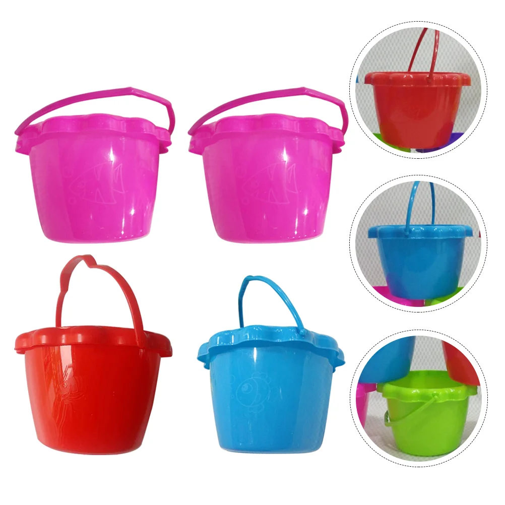 

4 Pcs Beach Bucket Outdoor Toy Mini Kids Sand Pail Playset Party Favor Plastic Holder with Snow